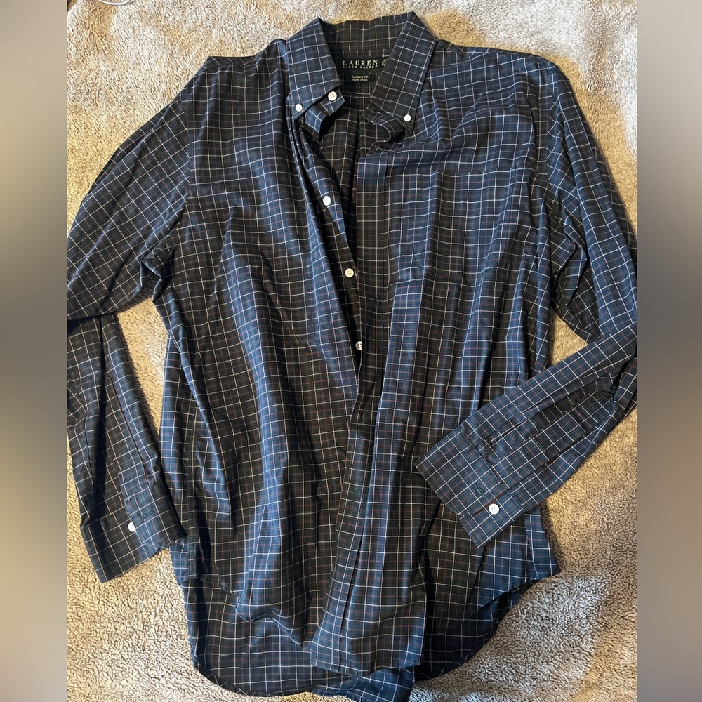 Lauren by Ralph Lauren Men’s Dress Shirt - Button Down in Plaid